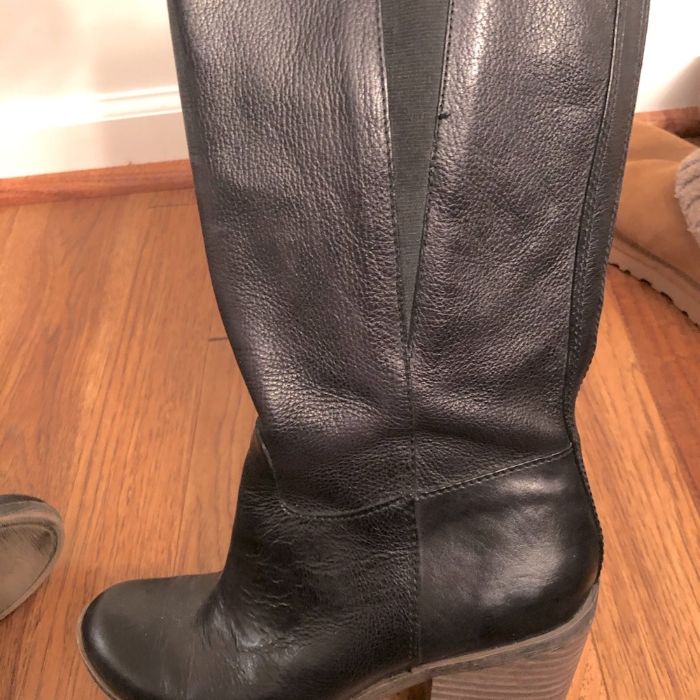 Lucky brand black leather high boots